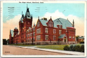 VINTAGE POSTCARD THE HIGH SCHOOL AT HARTFORD CONNECTICUT POSTED 1926