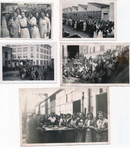 BOIS-COLOMBES : lot de 5 petites photos et 1 CPA, greve usine hispano suiza -...