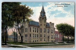 Atlantic Iowa Postcard Atlantic High School Building Exterior View 1913 Vintage