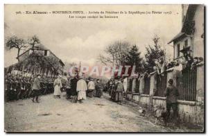 Montreux Old Old Postcard Arrival of the President of the Republic troops ren...