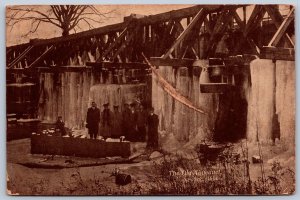 K29/ Newark Ohio Postcard c1910 Canal Aquaduct Winter Ice People 440