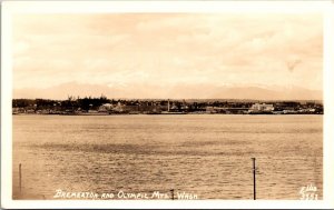 RPPC, View of Bremerton and Olympic Mountains, WA Vintage Postcard S56