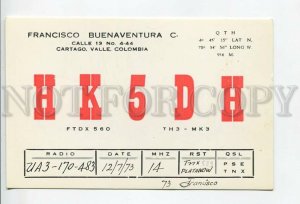 462898 1973 year USSR Colombia Cartago radio QSL card