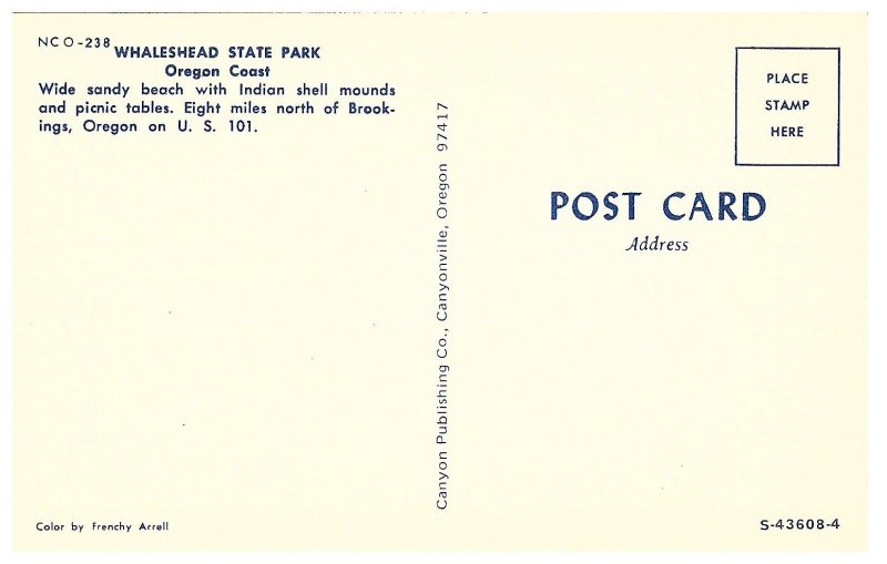Whaleshead State Park Oregon Vintage Chrome  Postcard