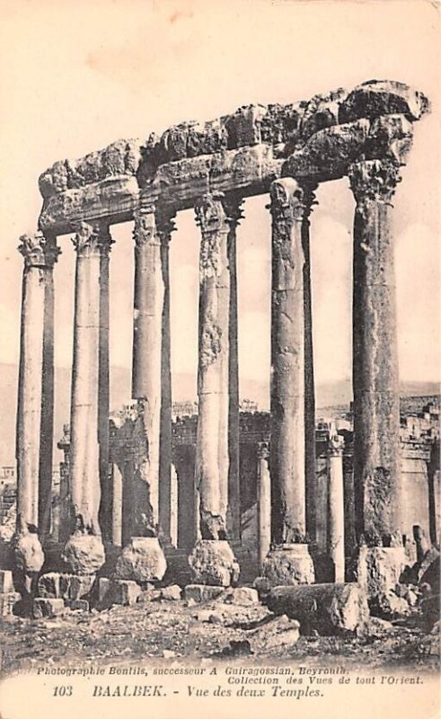 Vue des deux Temples Baalbek, Syria , Syrie Turquie, Postale, Universelle, Ca...