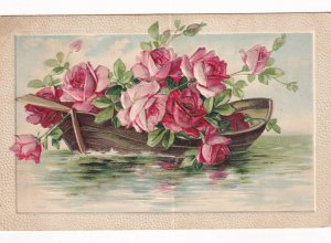 Row Boat full of Pink & Red Roses, 1900-10s