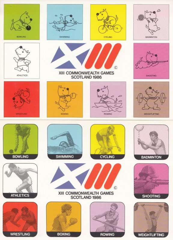 1986 Scottish Commonwealth Games Scotland Events 2x Postcard s