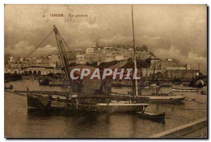 Old Postcard Tangier Morocco General View Boat