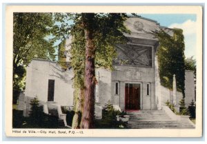 c1940's Hotel De Ville City Hall Sorel Quebec Canada Vintage Unposted Postcard