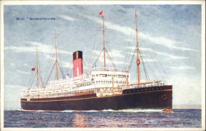 Steamship MV Shropshire BIBBY LINE c1915 Postcard
