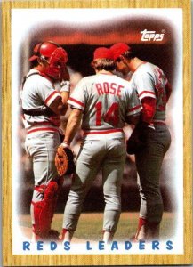 1987 Topps Baseball Card '86 Team Leaders Cincinnati Reds sk3289