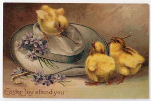 Easter Card with Baby Chicks & Old Hat