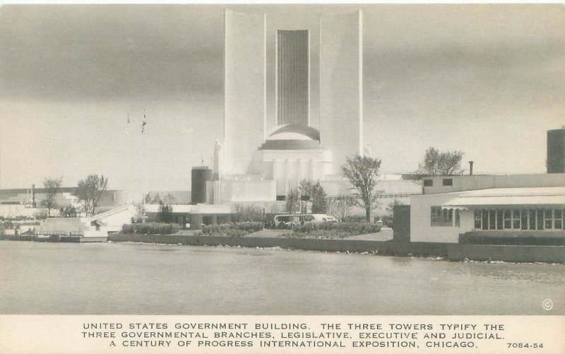 Chicago World's Fair US Government Building B&W Childs Postcard Unused