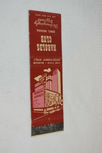 Harolds Club Reno Nevada Red & Pink 20 Strike Matchbook Cover