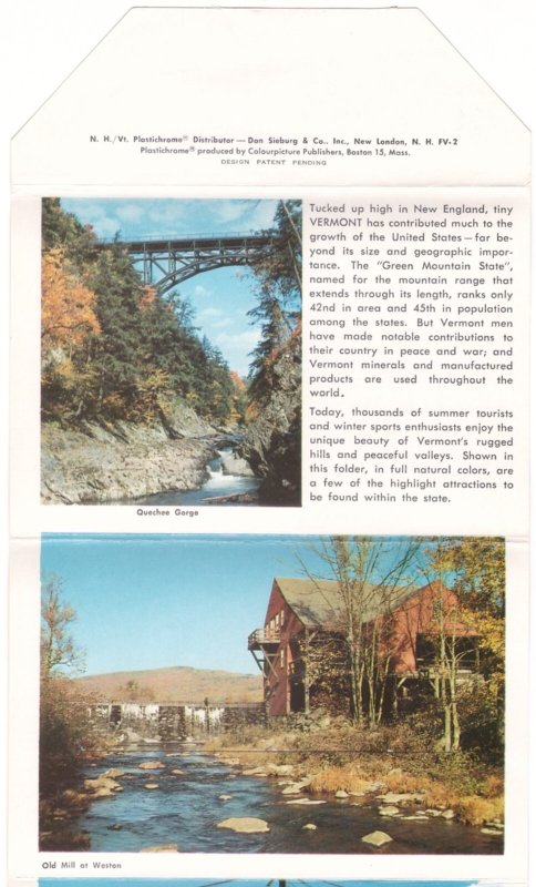 Greetings From Vermont,  Vintage Chrome Folder Postcard #2, 14 Views