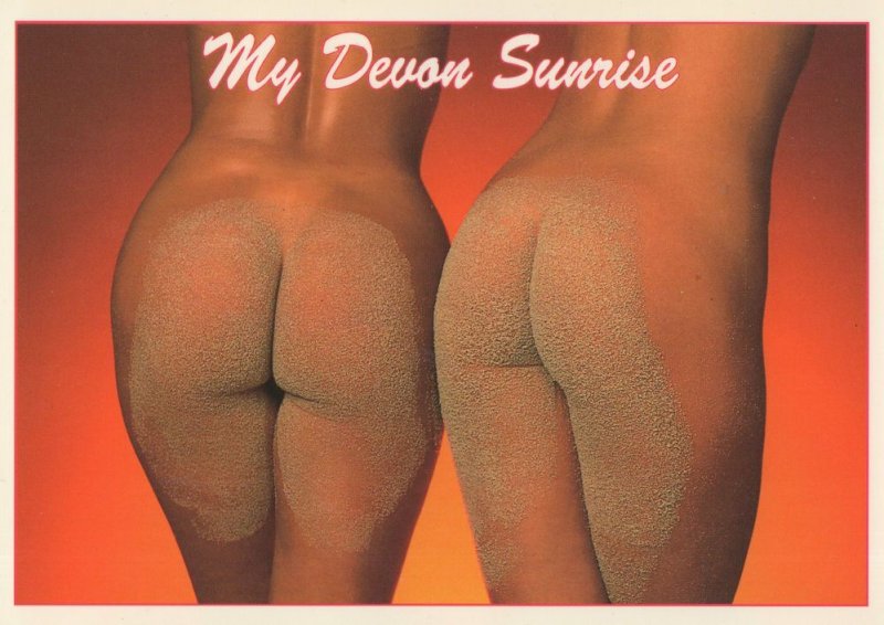 My Devon Sunrise Risque Ladies Bum Procession Postcard