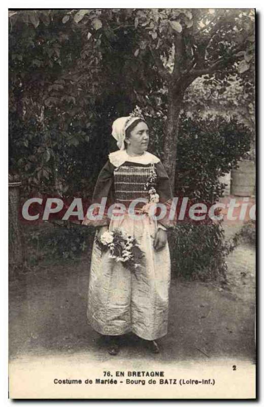Old Postcard In Brittany Costume Marie Bourg de Batz
