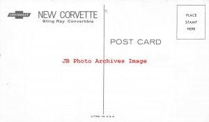 Advertising Postcard, 1963 Chevrolet Corvette Sting Ray Convertible