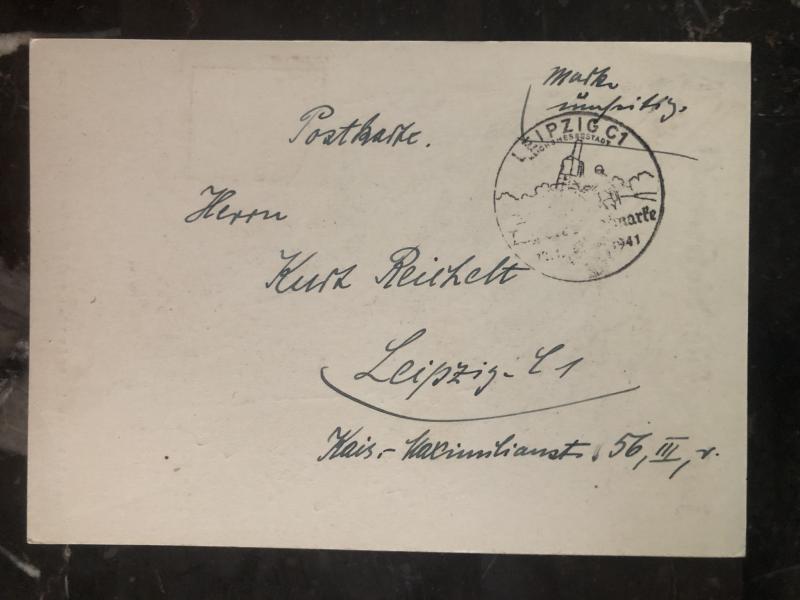 1941 Leipzig Germany Patriotic Postcard cover The fight for freedom