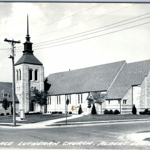 c1950s Albert Lea, MN RPPC Grace Lutheran Church Real Photo Postcard Vtg A105