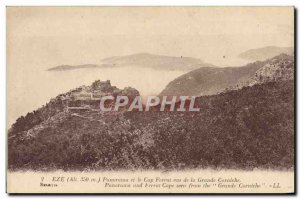 Old Postcard Panorama Eze and Cap Ferrat as seen from the Grande Corniche