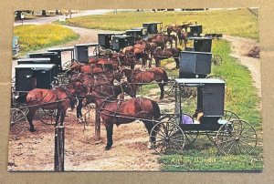 POSTCARD 1994 USED - AMISH RIGS ON MARKET DAY, ARTHUR, ILLINOIS