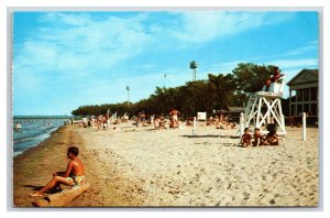 Ontario Beach Bark Liefeguard Stand Rochester New York UNP Chrome Postcard W19