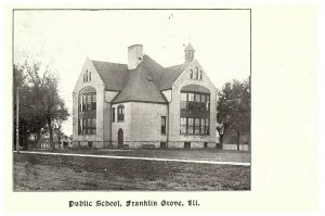 Public School Franklin Grove IL Illinois Back & White Postcard