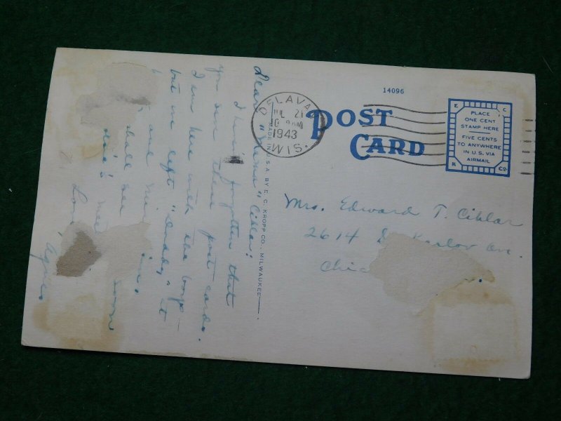 Vintage Early US Post Office, Delavan, Wisconsin Postcard P25