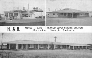 H & H EL CENTRO Texaco Gas Station Kadoka, SD Roadside 1955 Vintage Postcard