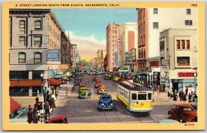 Sacramento California CA, K Street Looking South From Eight, Vintage Postcard