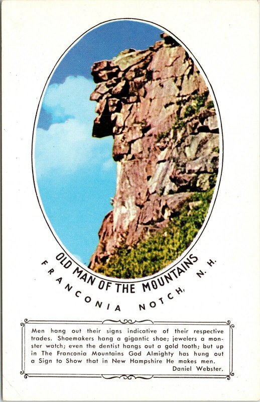 Old Man Mountains Franconia Notch NH Great Spirit New Hampshire VTG Postcard UNP 