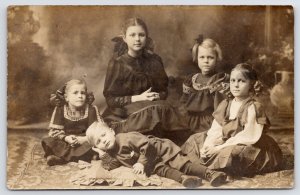 Hampton~4 Disparate Girls, 1 Bored Boy~Melicent Griffith to Alice Fowler RPPC PC