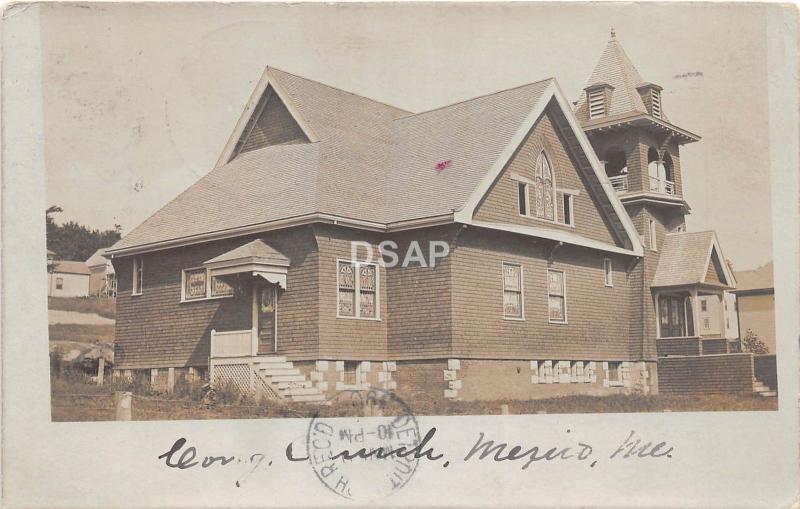 A69/ Mexico Maine Me RPPC Real Photo Postcard 1906 Congregational Church