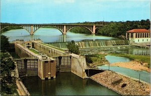US Government Dam Locks Ford Bridge Minneapolis Minnesota MN Postcard VTG UNP  