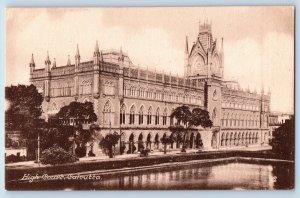 Calcutta India Postcard High Court Building Pond View c1910 Sepia Tuck Art