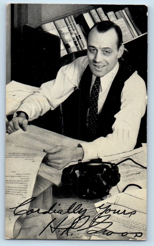Des Moines Iowa Postcard WHO News Staff HR Gross Political Advertisement c1937
