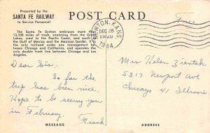 Santa Fe Railroad Freight Train California 1944 postcard 