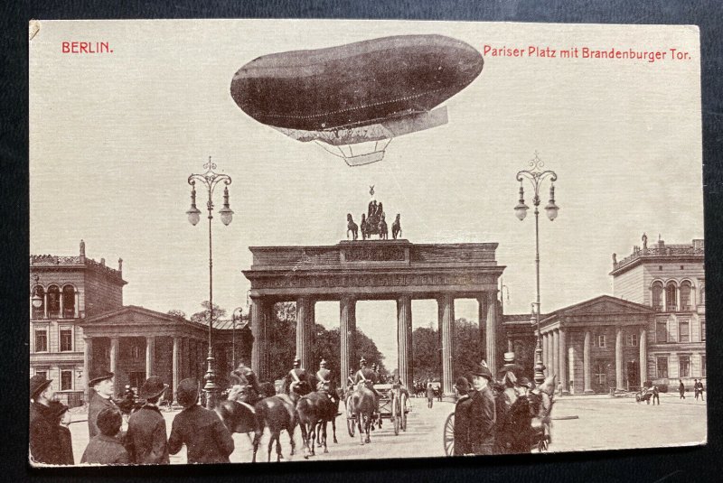Mint Berlin Germany Postcard RPPC Dirigible Zeppelin At Paris Square