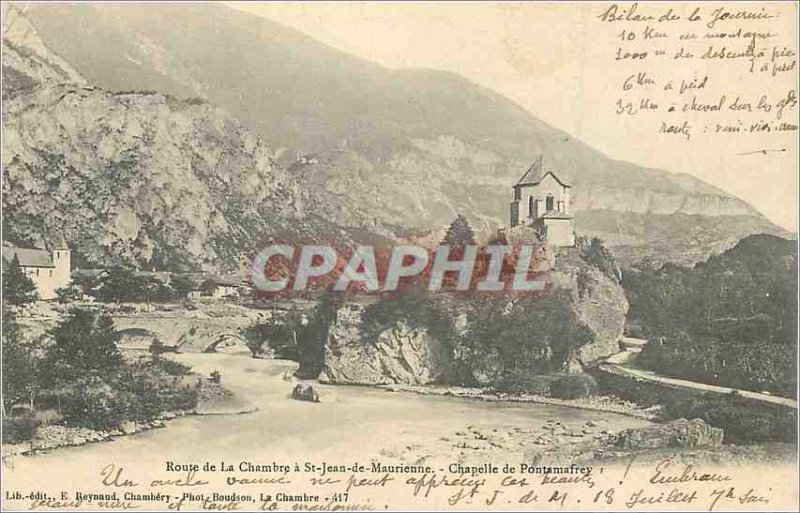 Postcard Old Road House St Jean de Maurienne Chapel Pontamafrey (map 1900)