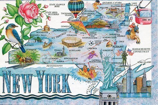 NEW YORK: THE EMPIRE STATE MAP POSTCARD