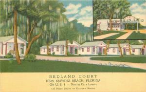 Associated 1940s Redland Court Postcard New Smyrna Beach Florida roadside 3955