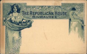 Milwaukee Wisconsin WI Republican House Art Nouveau Women c1905 Postcard