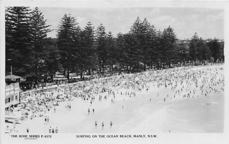 J43/ Australia Foreign Postcard c1940s Manly NSW Surfing Beach 184