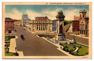 Vintage Clinton Square Looking West, Syracuse, NY Postcard