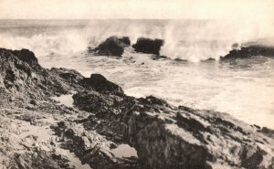 Vintage Postcard Patterns Of Foam And Spindrift Along Rocky Coast Ogunquit Maine