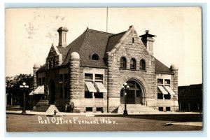 Post Office Fremont Nebraska RPPC Photo Interesting Story 1914 Antique Postcard 