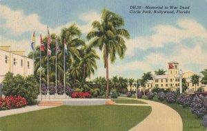 Postcard Memorial to War Dead Circle Park Hollywood Florida