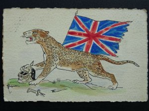 LEOPARD & UNION JACK Spiked Germany Prussia Pickelhaube Helmet pre 1914 Postcard