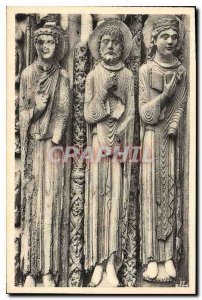 Old Postcard Cathedral of Chartres Queen and royal kings of Judah Portal